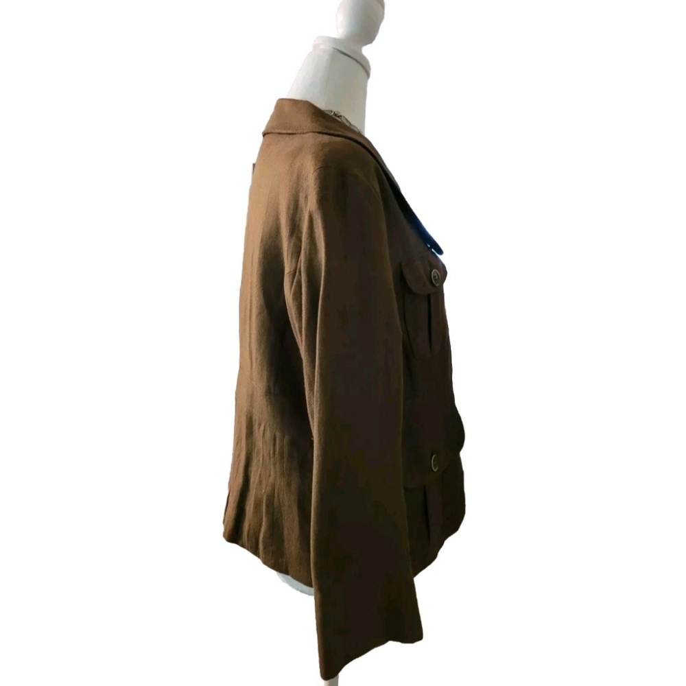Chadwick's Chocolate Brown Linen Blend Blazer Sz 12 EUC - Picture 2 of 7